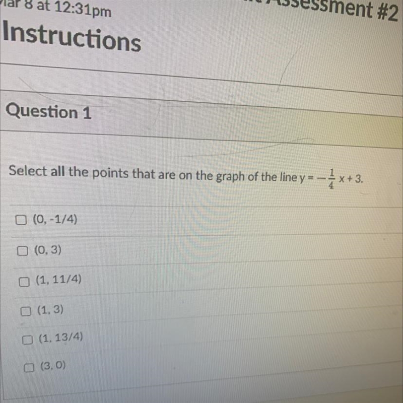 Select all points that are on the graph of the line-example-1