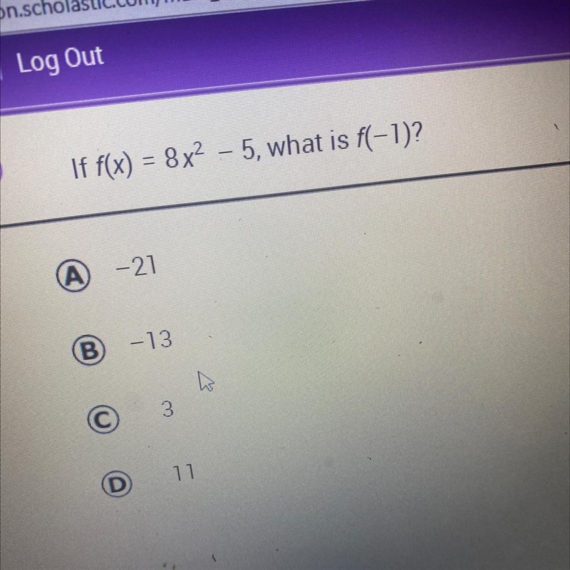 If f(x) = 8x2-5, what is f(-1)-example-1