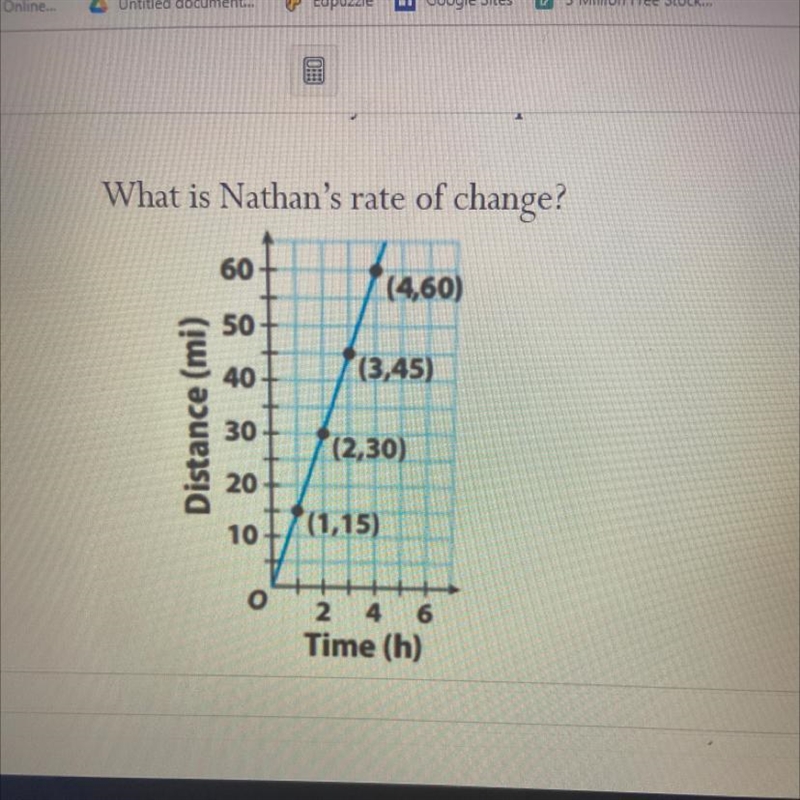 PLEASE HELP The graph shows the distance Nathan rode his bicycle over a period of-example-1