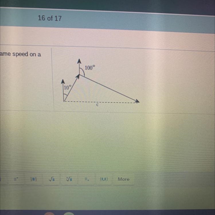 A plane flies 1.6 hours at 150 mph on a bearing of 10°. It then turns and flies 9.1 hours-example-1