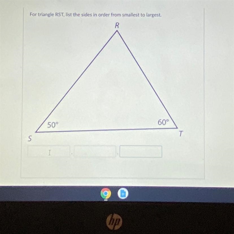 If I have a triangle with the angles 50 and 60° what will all three sides be￼ PLEASE-example-1