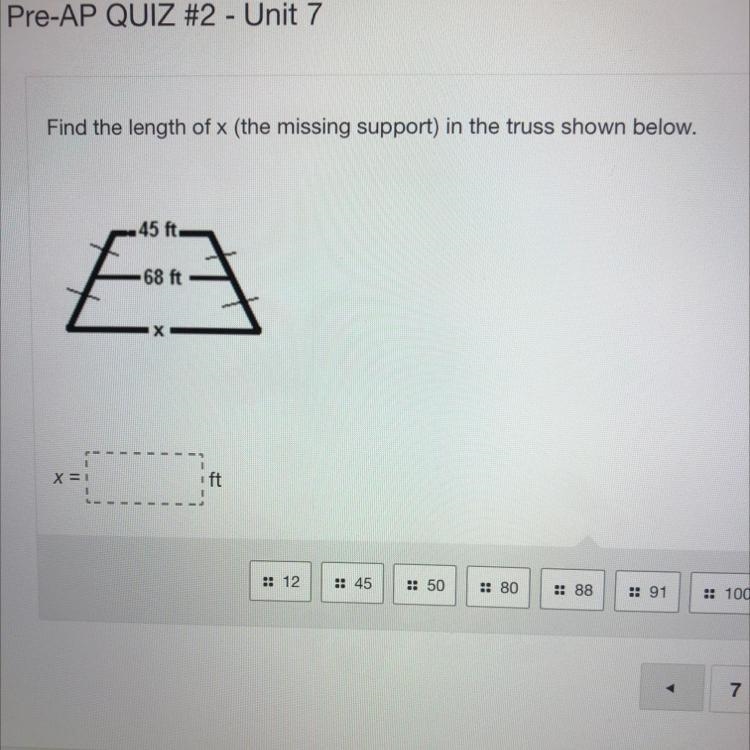 Find the length of x in the truss shown below???-example-1