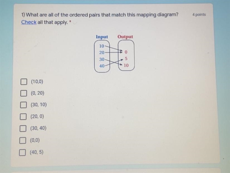 What are all of the ordered pairs that match this mapping diagram? Check all that-example-1