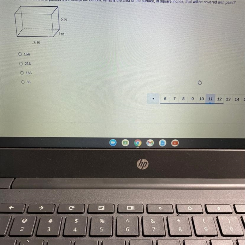 A box shown below is to paint blue except the bottom. What is the area of the surface-example-1