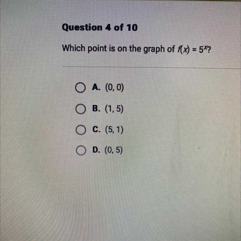 Which point is on the graph of f(x) = 5^x-example-1