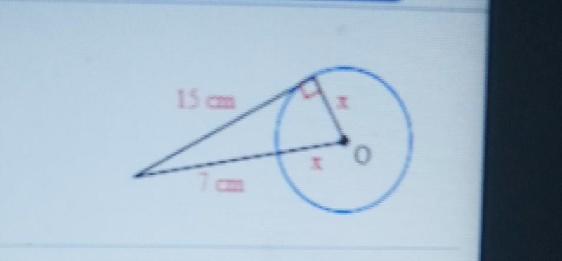 What is the value of x in the circle on the right? The value of x is what cm. (Round-example-1