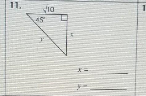 Find the value of each variable right triangle and trigonometry special right triangles-example-1