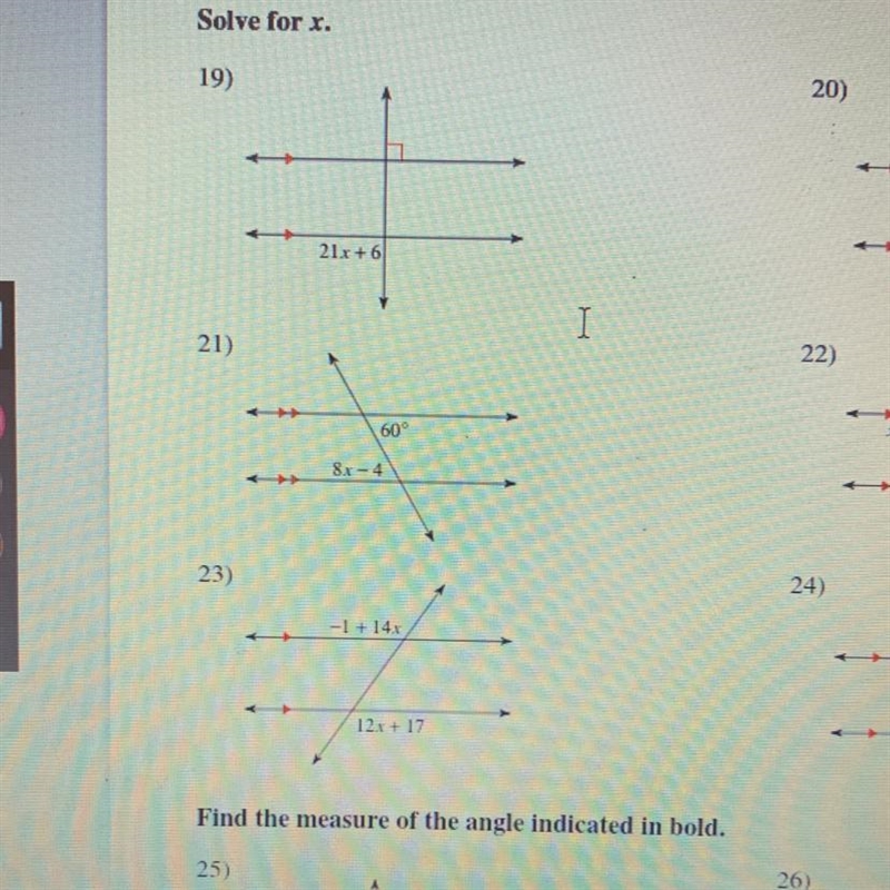 Can you help solve for x in these three problems?-example-1