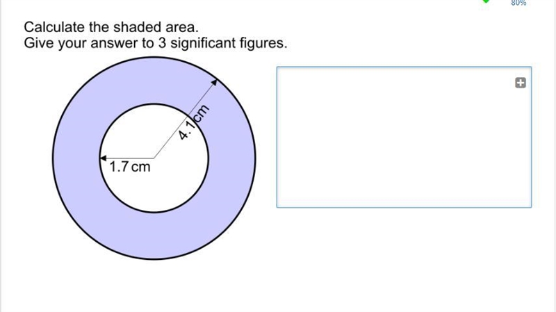 Calculate the shaded area, give your answer to 2 significant figures.-example-1