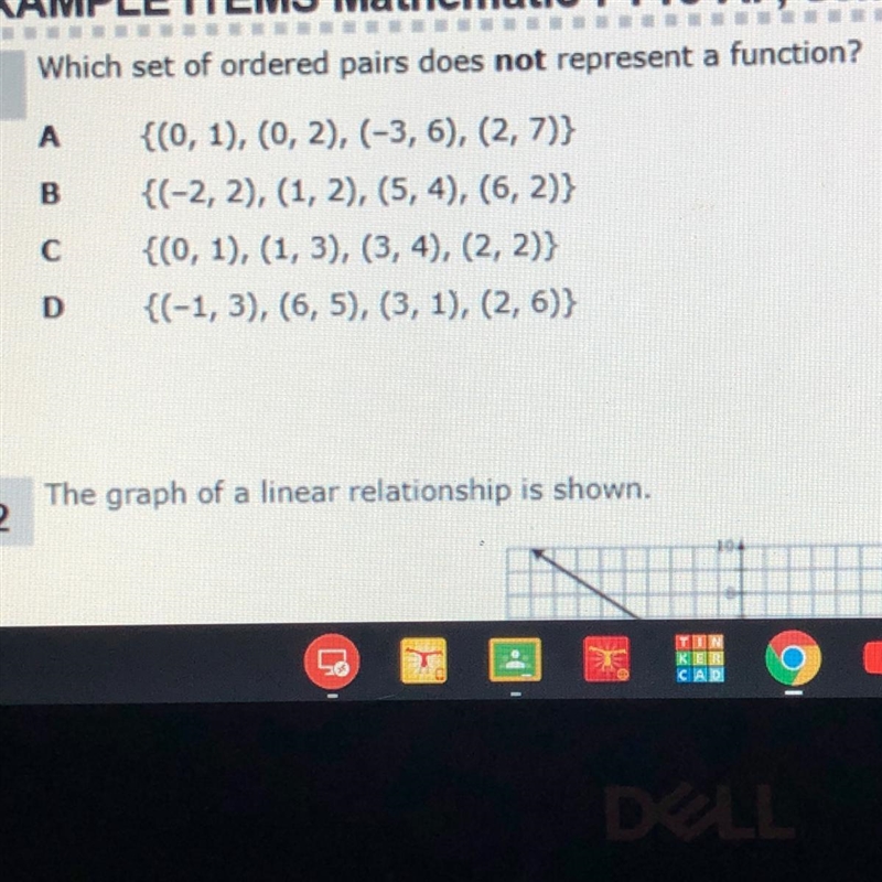 Which set of ordered pairs does not represent a function? NEED THIS ASAP-example-1