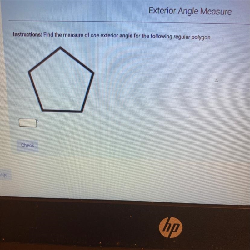 Find the measure of one exterior angle for the following regular polygon-example-1