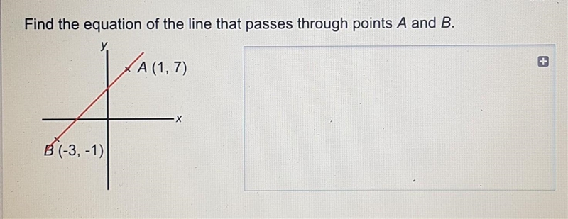 Find the equation of the line that passes through points A and B. y. A (1,7) + Х B-example-1