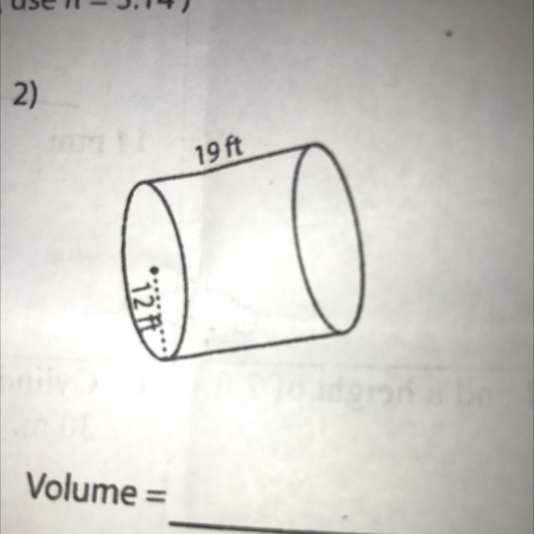 Find the volume of each cylinder. (use nr = 3.14)-example-1