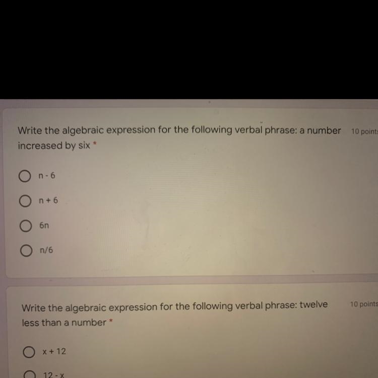 Write the algebraic expression for the following verbal phrase: twelve less than a-example-1