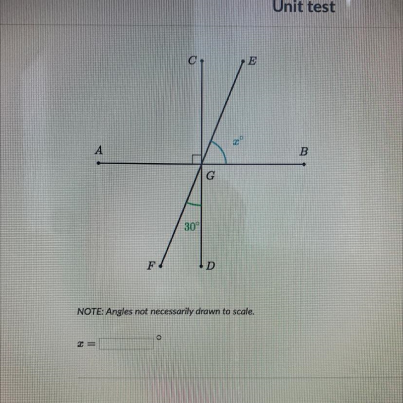 2 А B G 30° F D NOTE: Angles not necessarily drawn to scale.-example-1