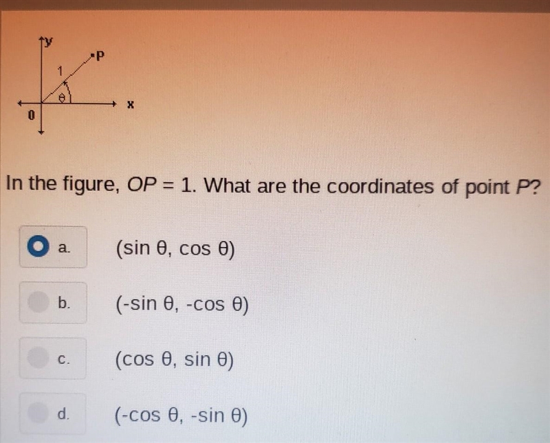 In the figure OP= 1 what are the coordinates of Point p​-example-1