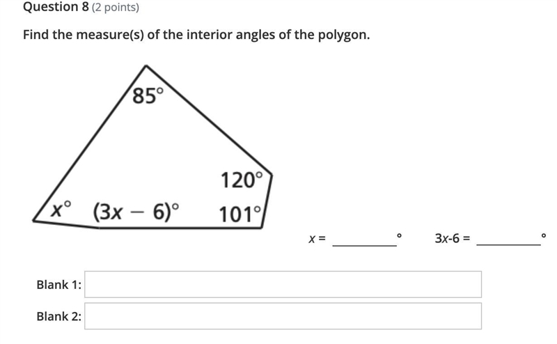 Find the measure(s) of the interior angles of the polygon.-example-1