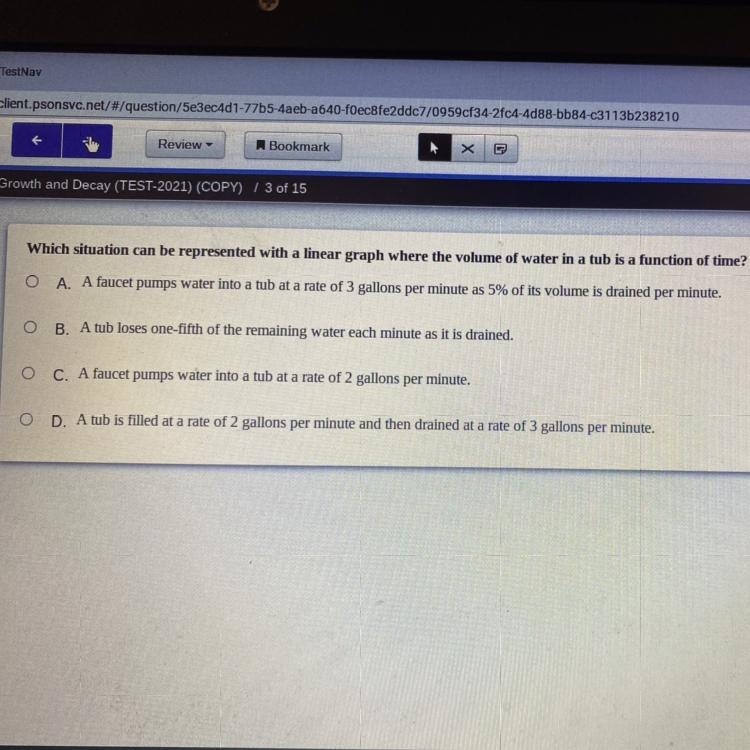 What sentence can be represented with a linear graph where the volume of water in-example-1