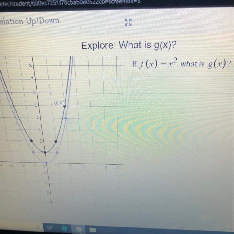 8 If f(x) = x2, what is g(x)? 7 6 5 g(x 4 3 2 -5 - 5 4 -3 -2 6-example-1