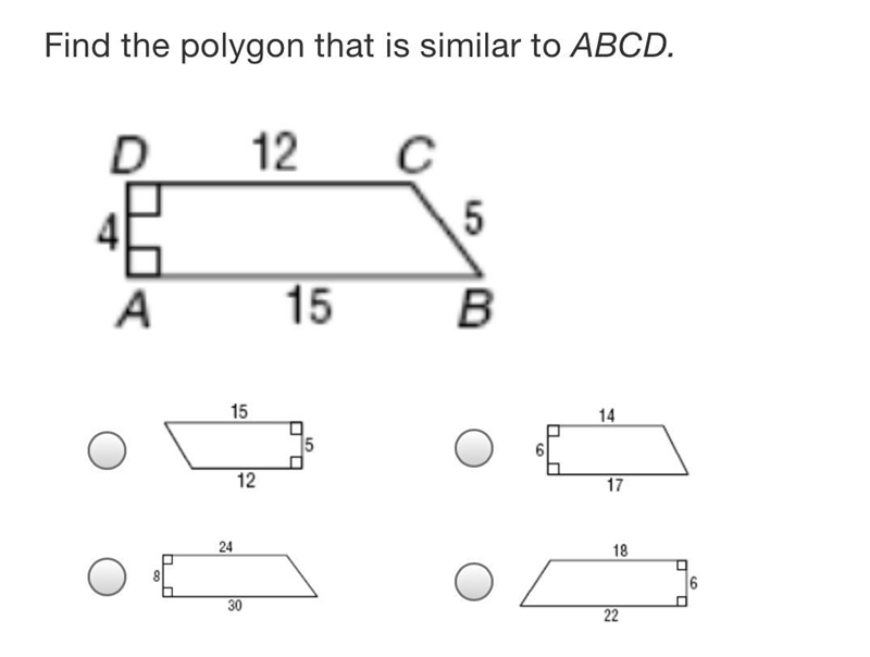 Find the polygon that is similar to ABCD.-example-1