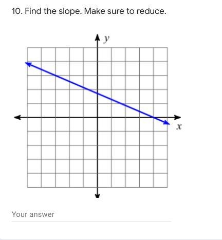 10. Find the slope. Make sure to reduce.-example-1