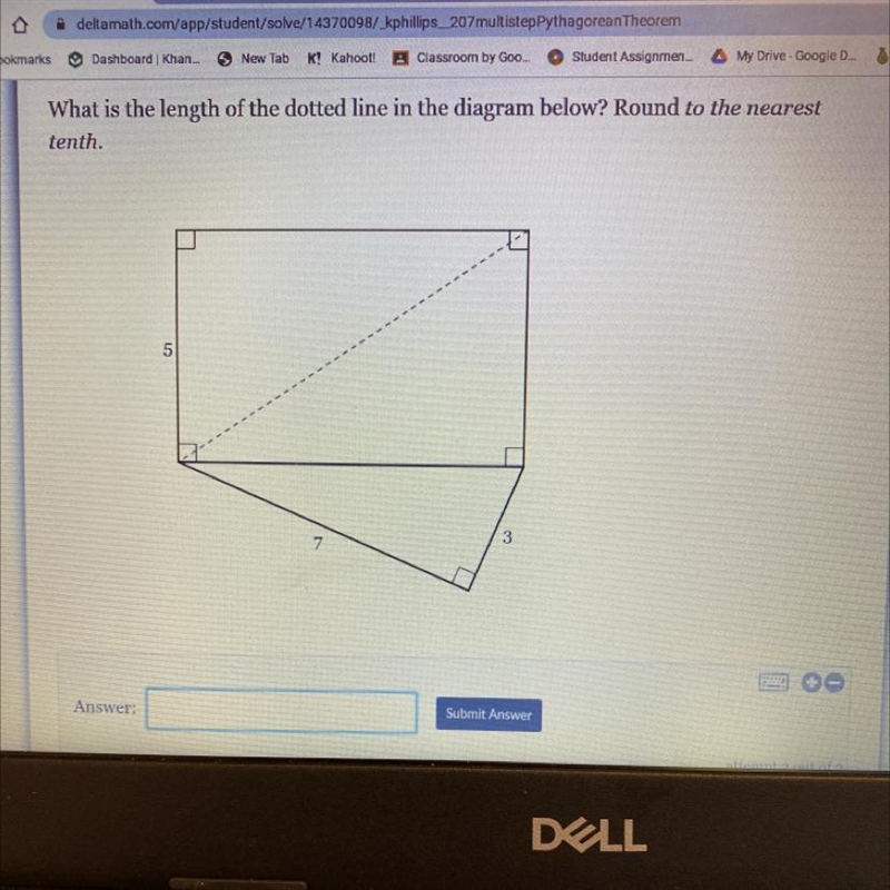 Please help me quick!! I’ll reward you! What is the length of the dotted line in the-example-1