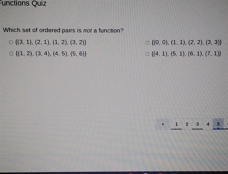 Which set of odered pairs is not a function?​-example-1