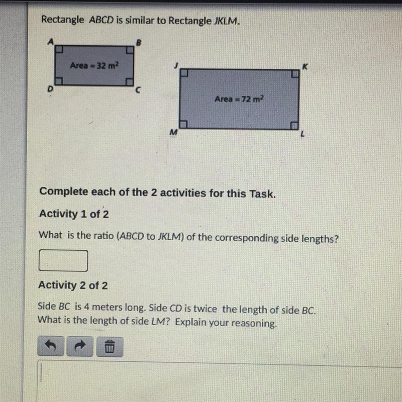 Side BC is 4 meters long. Side CD is twice the length of the side BC. What is the-example-1