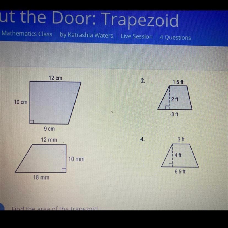 Ok I really don’t understand this Please Find the area for each trapezoid, I barely-example-1