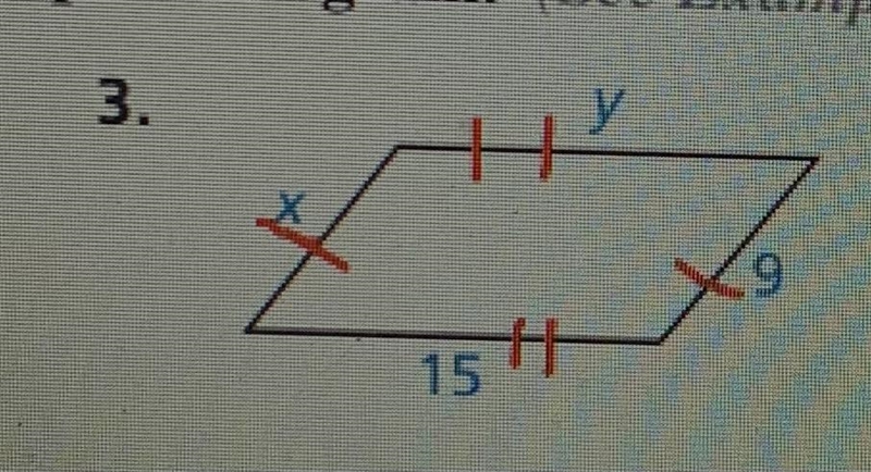 Find the value of each variable in the parallelogram.-example-1