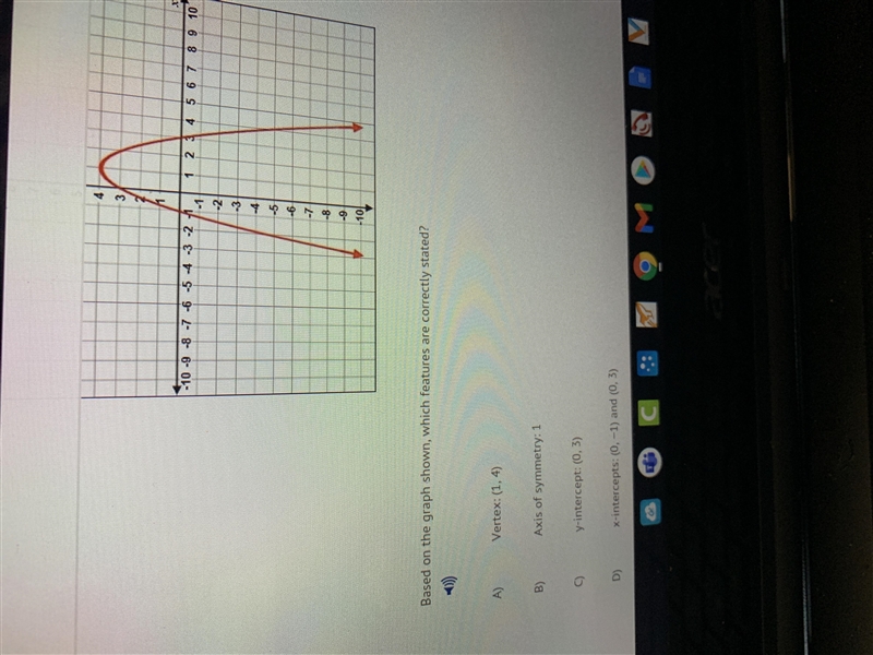 Based on the graph shown, which features are correctly stated?-example-1