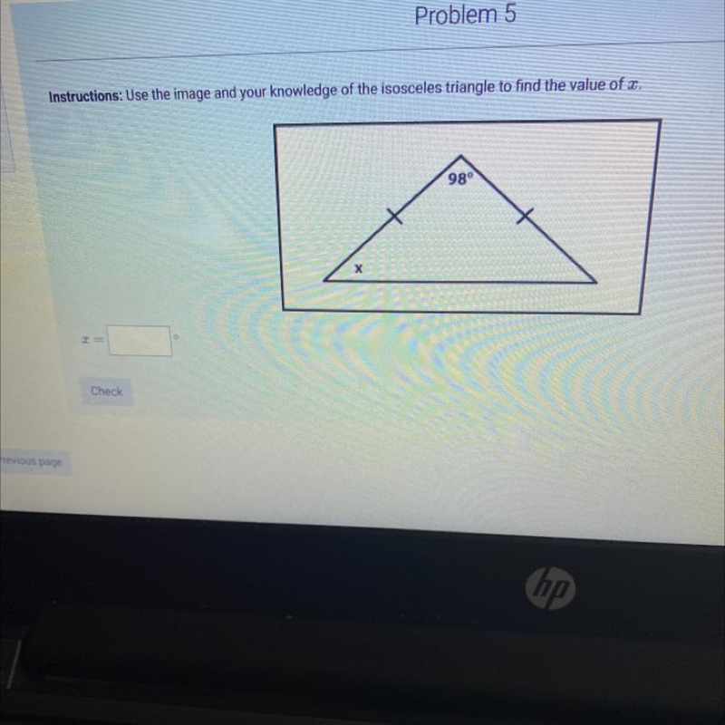 CAN SB HELP ME !! Use the image and your knowledge of the isosceles triangle to find-example-1