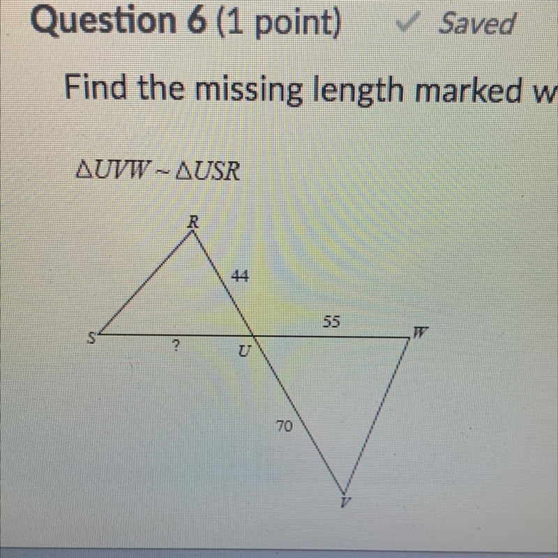 Find the missing length marked with a question mark. UVW-USR-example-1