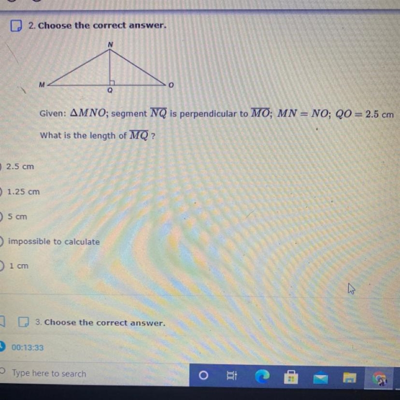 What is the length of MQ? -2.5 cm -1.25 cm - 5 cm - impossible to calculate - 1 cm-example-1