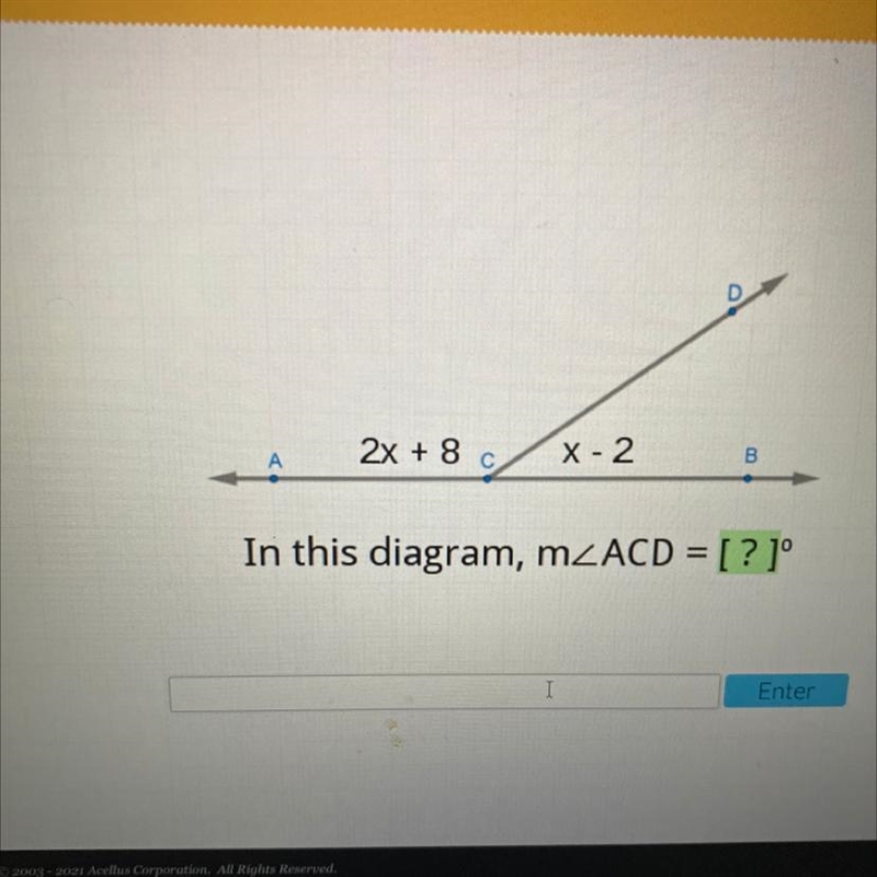 In this diagram, mZACD = [ ? 1° answer this please !!-example-1