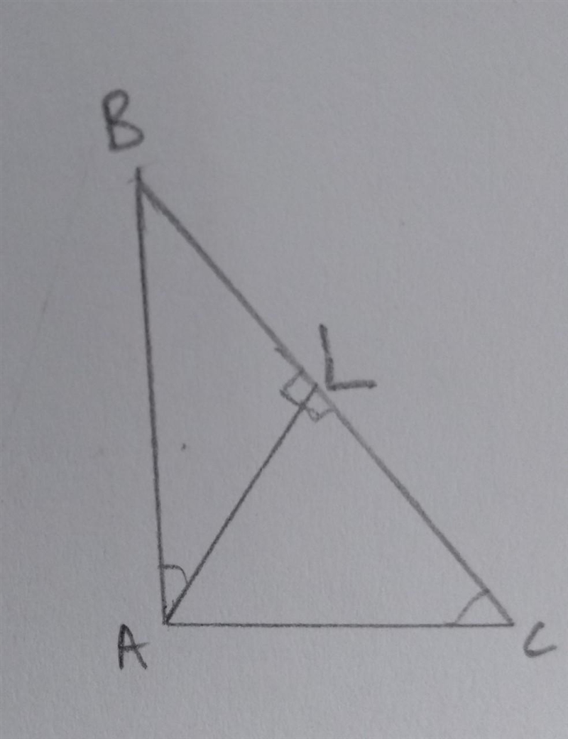 A triangle ABC is right angled at A, AL is perpendicular to BC. Prove that angle BAL-example-1