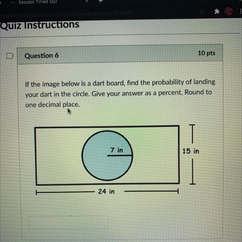 If the image below is a dart board, find the probability of landing your dart in the-example-1