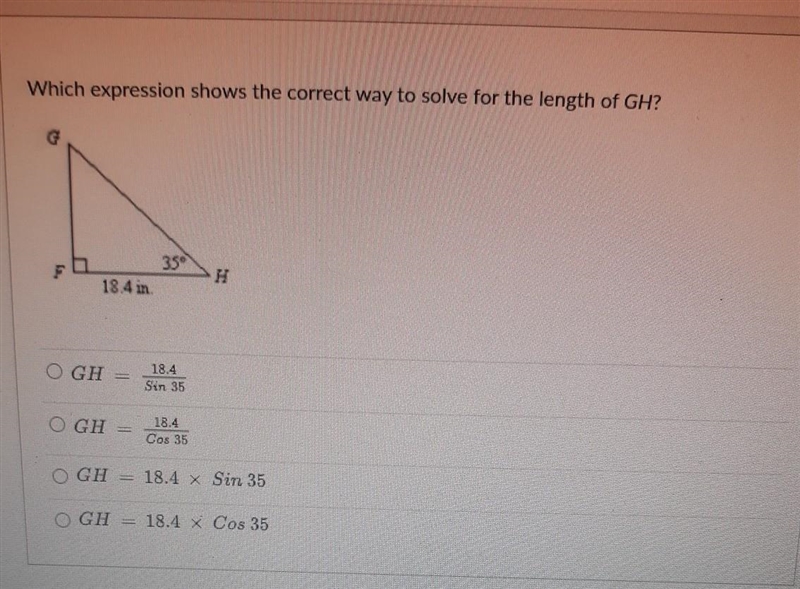 Which expression shows the correct way of solve for the length of GH​-example-1