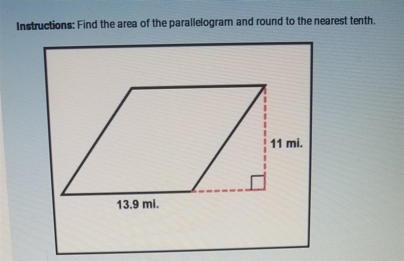 Find the area of parallelogram and round to the nearest tenth.​-example-1