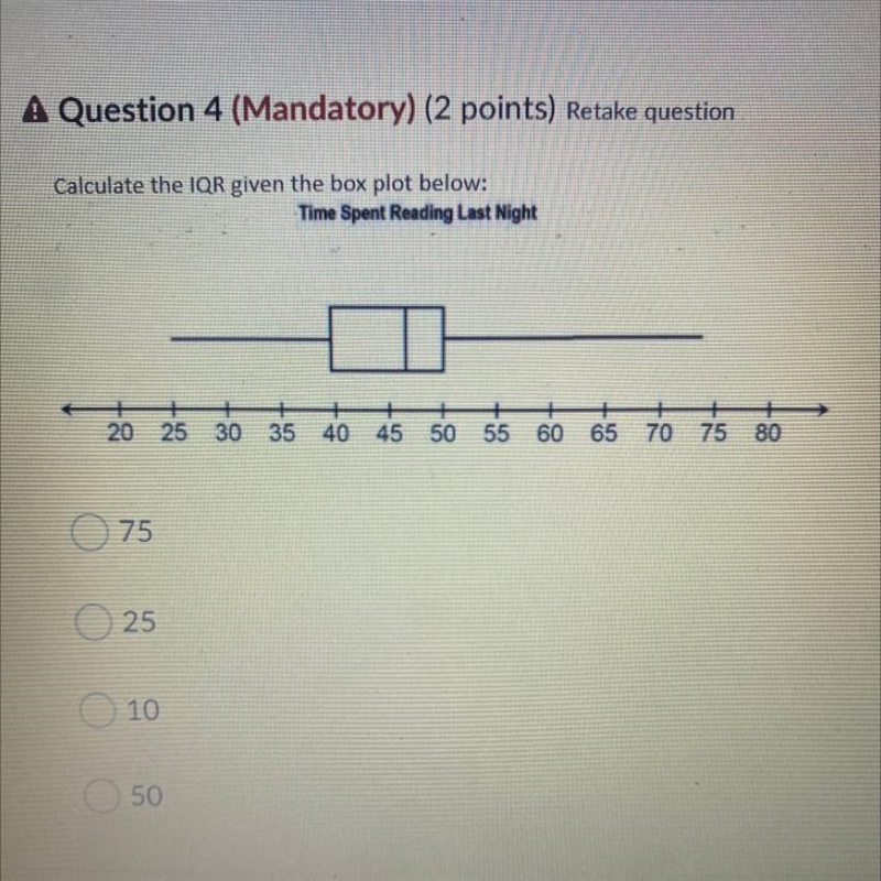 PLEASE HURRY!! I need help!!! Calculate the IQR given in the box: ￼-example-1