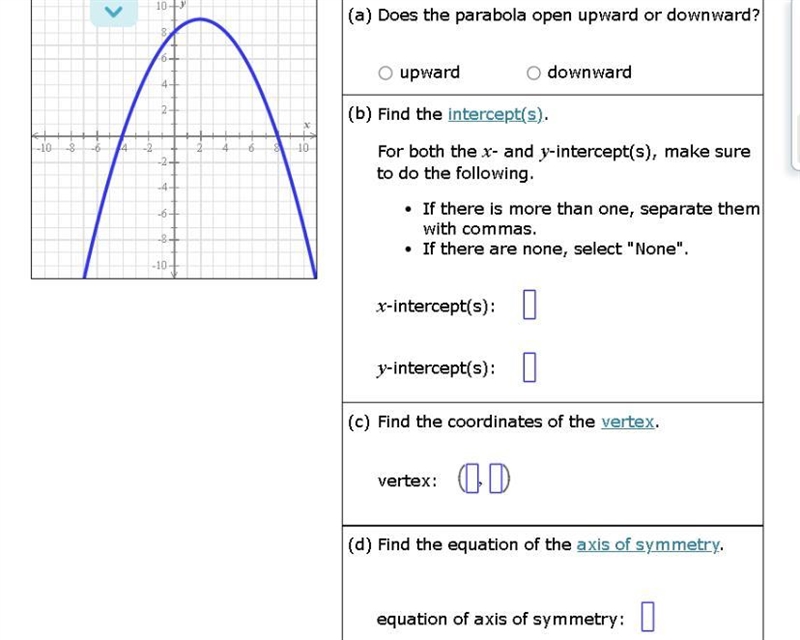 Find the vertex and the axis of symmetry.-example-1