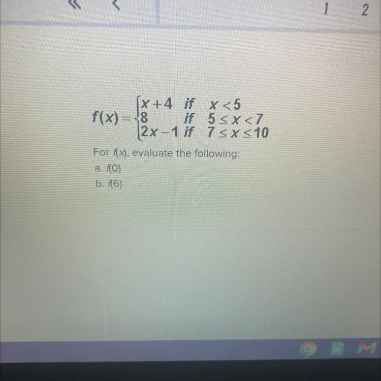 For fx), evaluate the following: a. (0) b. (6)-example-1