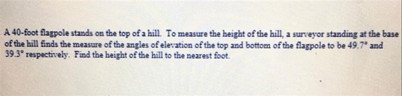 If anyone is good at right triangle trig word problems please help-example-1