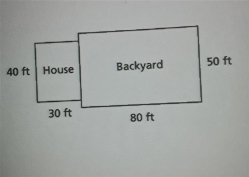 What is the total area, in square feet, of the house and backyard? A) 200 B) 400 C-example-1