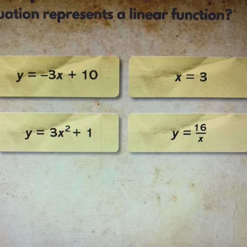 Which Equation Represents a linear Function?!! PLS-example-1