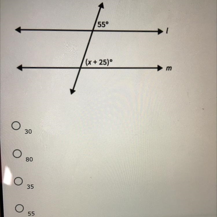 Find the value of x for which l||m-example-1