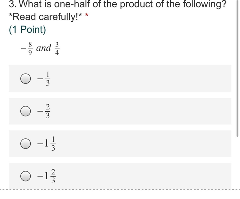 What is one-half of the product of the following?-example-1