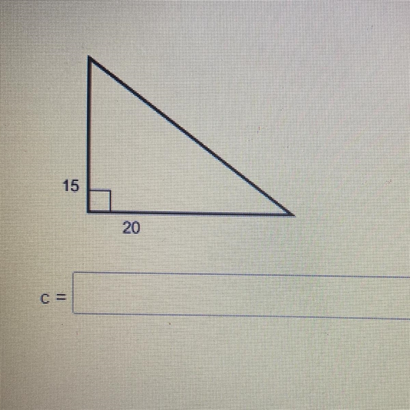 Use the pythagorean Theorem to find the missing length of the hypotenuse C=-example-1