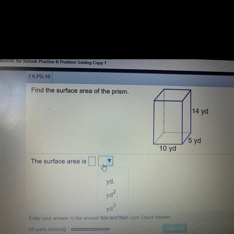 Find the surface of the prism.-example-1