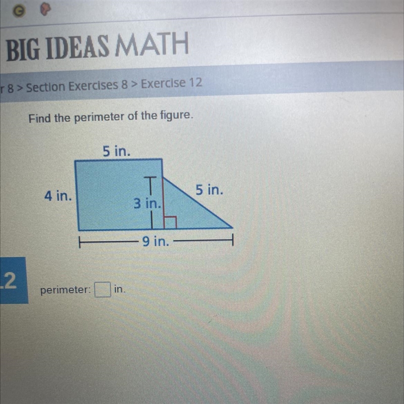 Find the perimeter of the figure (includes picture)-example-1